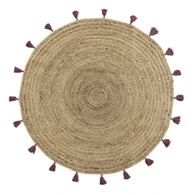 Imagen de Douceur d&#039;Intérieur suavidad Interior, Alfombra Redonda (diámetro 120 cm) Shira Burdeos, Yute Acabado Pompones