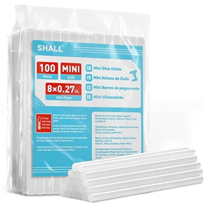 Imagen de SHALL Mini barras de pegamento caliente, 7 mm x 200 mm, paquete 100 pistola caliente transparentes, versátiles para niños y adultos hacer bricolaje