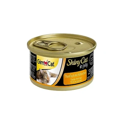 Imagen de GimCat ShinyCat in Jelly, atún con pollo Alimento húmedo para gatos, pescado y taurina 24 latas (24 x 70 g)
