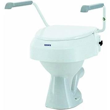 Imagen de Elevador de WC con reposabrazos abatibles y ajustables Ajustable en 3 alturas (6, 10 15 cm) Color blanco gris Invacare