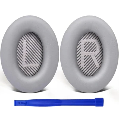 Imagen de SoloWIT Almohadillas para Bose QuietComfort 35 (QC35) &amp; Quiet Comfort 35II (QC35 II) Auriculares, Espuma de Alta Densidad y Cuero Proteico
