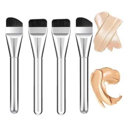Imagen de 4 brochas de maquillaje para corrector, brocha plana base, máscara facial, etc.