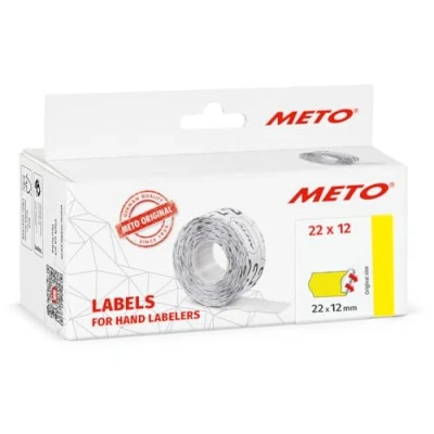 Imagen de Meto etiquetas etiquetadoras de precios (22 x 12 mm, 1 línea, 6000 unidades, amarillo flúor, permanente, para Meto, Contact, Sato, Avery, Tovel, Samark, etc.)