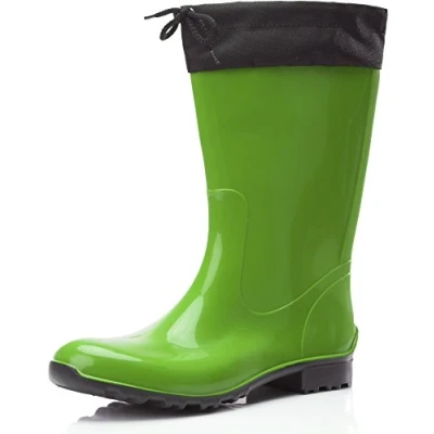 Imagen de Ladeheid Botas de Agua Impermeables para Mujer Antideslizantes Rubberboots Altas Lluvia en PVC Zapatos Mujeres LA 968 (Verde/Negro, 36 EU)