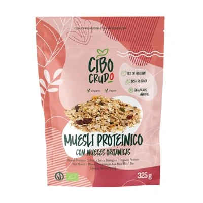 Imagen de Muesli de Frutos Secos sin Azucar 325g. con Copos Avena Centeno y Coco Granos Avellana Semillas Calabaza Anacardos Cacao en Trozos Almendras Pecanas.