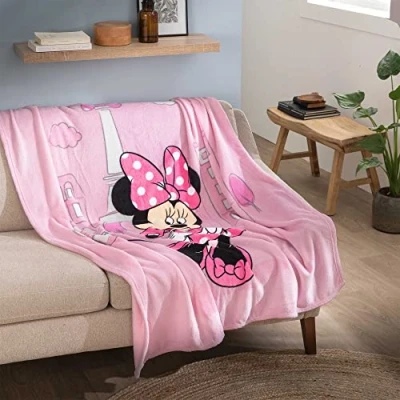 Imagen de CTI 047691 Manta Polar Estampada Disney Minnie Shopping 125 x 150 cm, Color Rosa