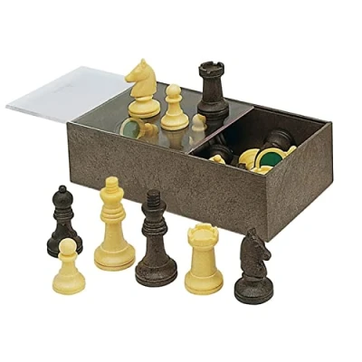 Imagen de Cayro Fichas para Ajedrez + 7 Años Caja de Plástico Juegos Clásicos Mesa Niños y Adultos 32 Piezas en 2 Colores Jugadores