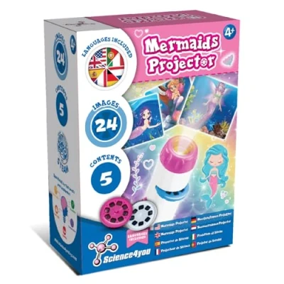 Imagen de Science4you Linterna Proyector Sirenas para Niños Juguete Sirena Incluye 24 Imágenes y Póster, Antorcha Sirenas, Antorcha, Juguetes Científicos Educativos Niñas 4 5 6 7+