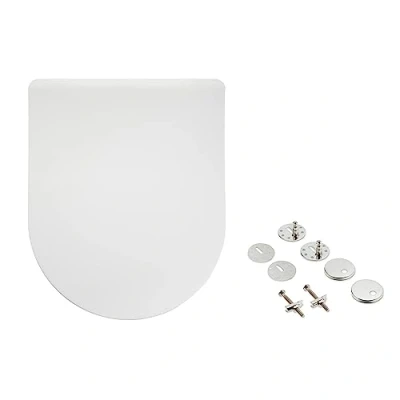 Imagen de Amazon Basics Asiento de inodoro urea En forma D, acabado mate, Blanco, 36.5 x 43 cm