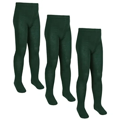 Imagen de 3 pares de medias algodón para niñas y niños, 2 a 13 años, verde oscuro, Años