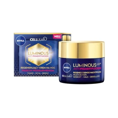 Imagen de Nivea Cellular Luminous 630 crema de noche antimanchas (50 ml), facial para la manchas pigmentación y edad, regeneradora con ácido hialurónico