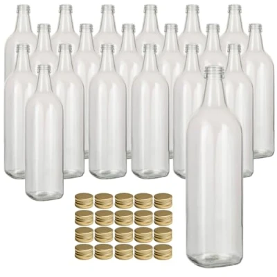 Imagen de gouveo MFET700G Juego de 20 botellas cristal (700 ml, con tapón rosca), color dorado