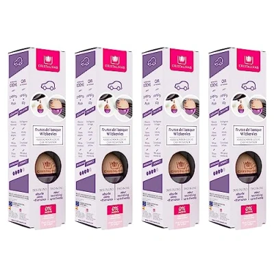 Imagen de CRISTALINAS Pack de 4 Ambientadores Coche Absorbe los malos olores tu vehículo con un agradable Aroma: Frutas del Bosque.