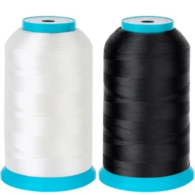 Imagen de New brothread Conjunto de 2 (Negro+Blanco) 5000M (5500Y) Poliéster bordado máquina hilo Bobinas para y coser