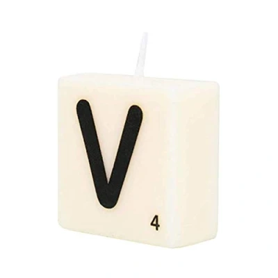 Imagen de PD Party 7040032 Vela de Letra tipo Scrabble Fiesta Decoraciones Ambiente V, Crema/Negro, 4cm Longitud x Ancho 2cm Altura
