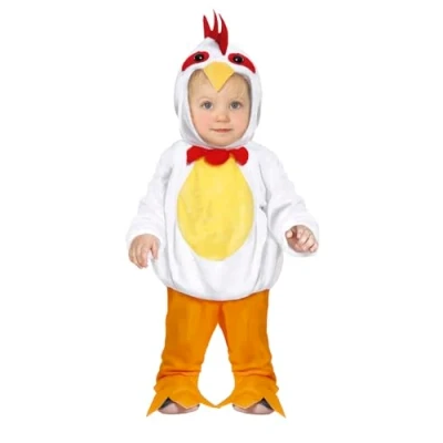 Imagen de FIESTAS GUIRCA Disfraz de Pollito Bebé Mono Amarillo y Blanco con Capucha Pollo para 18 24 Meses