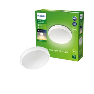 Imagen de Philips Plafón Doris, lámpara de techo LED exterior, color blanco, luz blanca cálida, 6W
