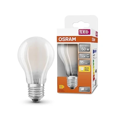 Imagen de OSRAM Lámpara LED A60 de Star para el enchufe E27, forma pera, vidrio mate, 806 lúmenes, blanco cálido (2700k), reemplazo bombillas convencionales 60 W, no dimmables, 1 paquete