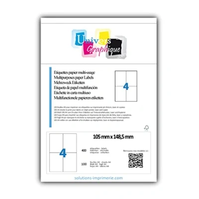 Imagen de 100 hoja 4 pegatina 105 x 148,5 etiqueta adhesiva A6 impresora láser para la deja de papel tinta I
