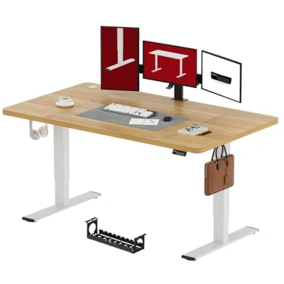 Imagen de SANODESK FQ1 180x80cm Escritorio Elevable Eléctrico con Tablero, Standing Desk, Mesa para Computadora Gancho, Cerradura niños, Función de Memoria Oficina y Hogar Blanco Arce
