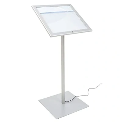 Imagen de Danieli Store Expositores de Pie 2xA4 para Exterior. Soporte Menu Aluminio Con Llave. Atril Tiendas y Restaurantes. Porta Exterior sin Luz LED Panel Personalizable
