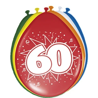 Imagen de Folat 60 Año Globos para Fiesta Decoración Multicolor 12In/30cm 8 piezas , color/modelo surtido