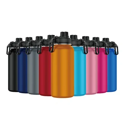 Imagen de Mi Ko Ka Botella de Agua Acero Inoxidable Térmica Reutilizable Deportiva Sin BPA Mantiene Frio y Calor Termo Hermética A Prueba Fugas (1 Litro V2, Naranja)