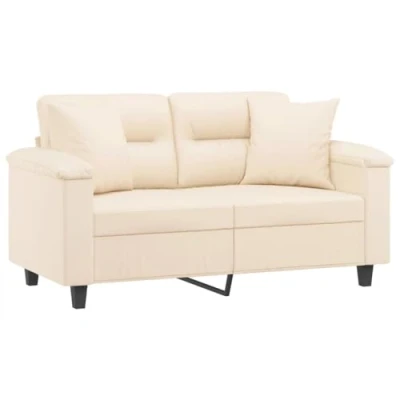 Imagen de vidaXL Sofá de 2 Plazas con Cojines, Asiento Reposabrazos, Tapizado Televisión, para Salón, Tela Microfibra Beige