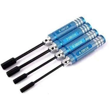 Imagen de LYFJXX 4 llaves hexagonales de metal RC 4,0 mm, 5,5 7,0 8,0 80213, kit herramientas para camión Buggy Truck Truggy Car (azul)