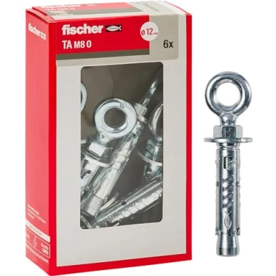 Imagen de fischer Tacos de acero TA M 8 con ojal, diámetro 12 mm, 71255, 6 unidades por paquete, M8 + occhiolo