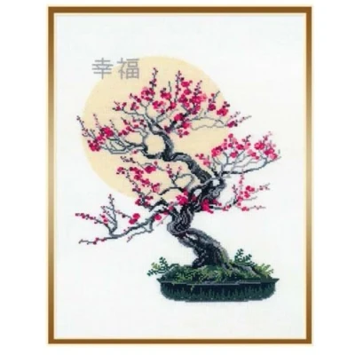 Imagen de Kit de Punto Cruz. Bonsai con Flores Rosas