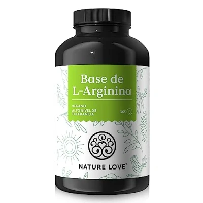 Imagen de NATURE LOVE® L Arginina BASE con citrulina 365 cápsulas de origen vegetal en forma una pureza del 99,7+% Altamente dosificada, vegana y producida Alemania