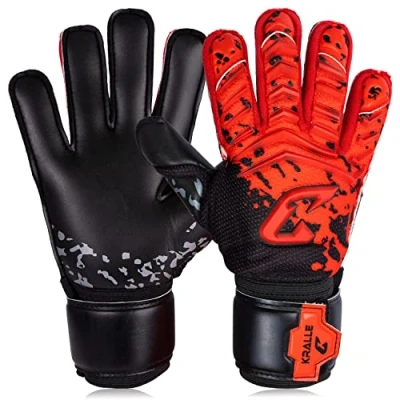 Imagen de CATCH &amp; KEEP guantes de portero para niños con garras Splash, color rojo, talla 3, ligeros soporte el pulgar y vendaje muñeca más grueso