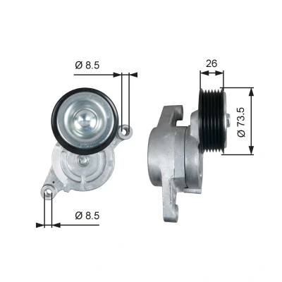 Imagen de GATES T39279 Polea Tensora FleetRunner Micro V Stretch Fit con canales MAZDA: 3 Berlina