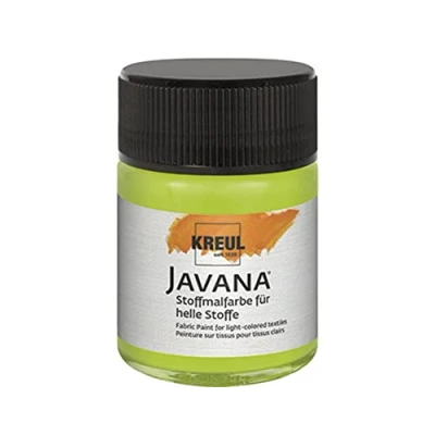 Imagen de KREUL Javana 91931 Fabric Paint for Light Fabrics, 50 ml Glass in Green, Supple, Water based with Creamy Character, Penetrates Deep Fibre, Washable After Fixation