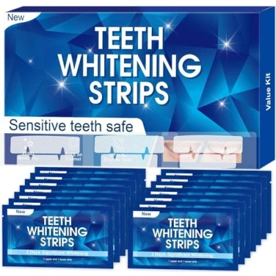 Imagen de Tiras Blanqueadoras Dientes Blanqueamiento Dental 14 Sesiones Whitening Strips Blanqueadores Dentales Blanqueador