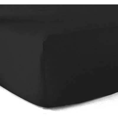 Imagen de Sábana Bajera 100% algodón, 57 Hilos, Negro, 140 x 190 cm, Gorro de 30 cm