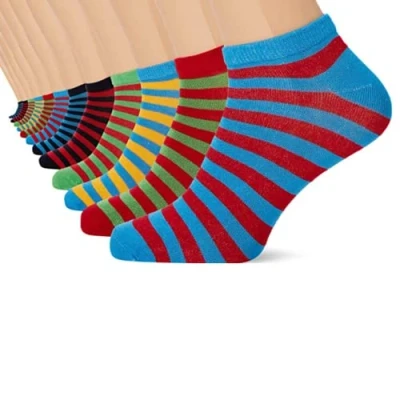 Imagen de FM London Bamboo Trainer, Calcetines Hombre, Multicolor (Rayas Vibrantes), 39 42, paquete de 12