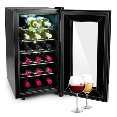 Imagen de alpina Mini Nevera Pequeña 230V Frigorifico 18 /50L Botellero Vino Temperatura regulable 11C a 22C Puerta de Cristal e Iluminación Interior Vinoteca Poco o Ningún Ruido