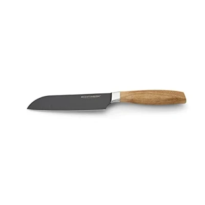 Imagen de ECHTWERK cuchillo de acero Santoku Negro Edición cocina, chef, especial, mango madera acacia longitud la hoja: 15 cm