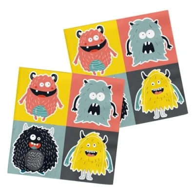 Imagen de Folat Servilletas Monster Bash 33x33cm 20 piezas, multicolor, 33 x cm (68352)
