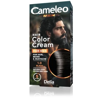 Imagen de Cameleo Tinte permanente para el cabello color negro barba y bigote Efecto de natural en 5 minutos Cubrir gris Amoníaco, PPD, sin parabenos, 30 ml