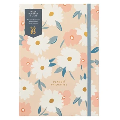 Imagen de Busy B Planificador semanal y listas Rosa Floral A5 de 52 páginas sin fecha con arrancables