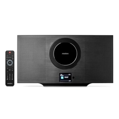 Imagen de MEDION P66348 Sistema estéreo con Reproductor de CD (Radio por Internet, Dab+, Spotify Connect, Mini Compacto Vertical, Radio PLL FM, MP3, USB, Bluetooth, WLAN)