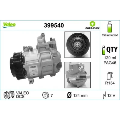 Imagen de VALEO 399540 compresor de Aire Acondicionado DCS 12 PAG 46 R 134 a con aceite MERCEDES BENZ: Clase C Berlina, Coupé
