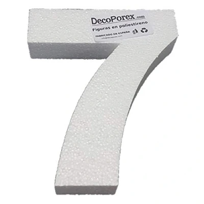 Imagen de DecoPorex Número 7 de 20 cm Alto, 3cm Grueso en poliestireno expandido para Decoracion Eventos, celebracion, Aniversario y cumpleaños