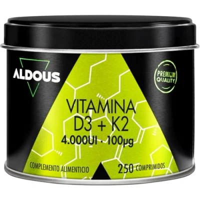 Imagen de Vitamina D3 y K2 4000 UI 250 comprimidos + 8 meses 100mcg D Colecalciferol Vitaminas para el sistema inmunitario defensas Músculos, Huesos Mejora absorción Calcio