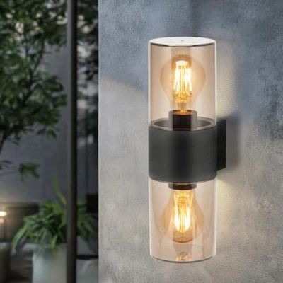 Imagen de Miratic Aplique Pared Exterior E27 Lampara de IP54 2x15W Luminaria para Jardín Terraza y Balcón Diseño Moderno Elegante