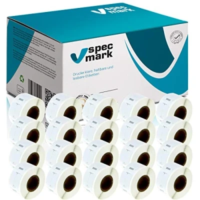 Imagen de specmark 20 Rollos de etiquetas compatibles con DYMO 11353 12mm x 24mm S0722530 1000 Pieza compatible todas las impresoras Label Writer 450 4XL Seiko SLP