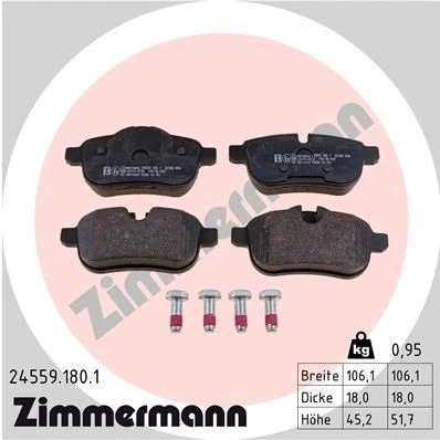 Imagen de ZIMMERMANN 24559.180.1 Juego de pastillas freno preparado para indicador desgaste con tornillos Foto correspondiente a la entrega BMW: Z4 Roadster